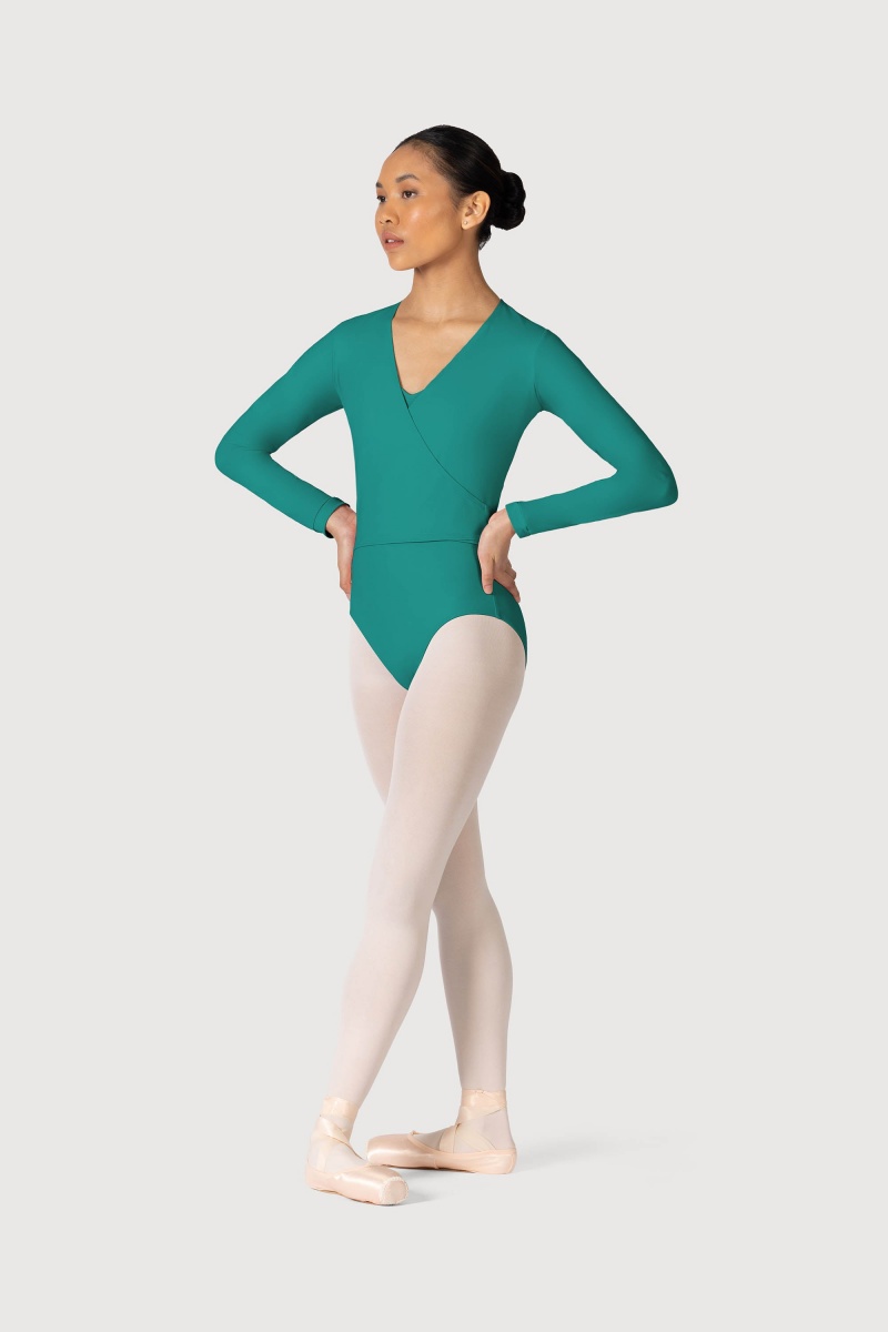 Women's Bloch Overture Crossover Long Sleeve Wrap Tops Jade | MMYFT78812