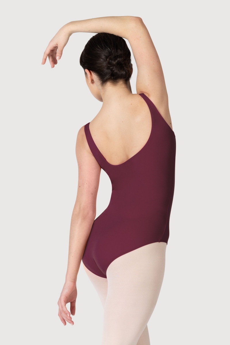 Women\'s Bloch Overture Odetta Sleeveless Pleat Leotards Burgundy | MYDYB17679