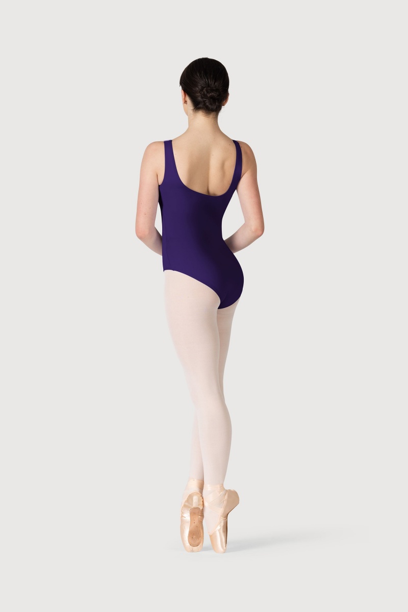 Women's Bloch Overture Odetta Sleeveless Pleat Leotards Deep Purple | QMYWA93297