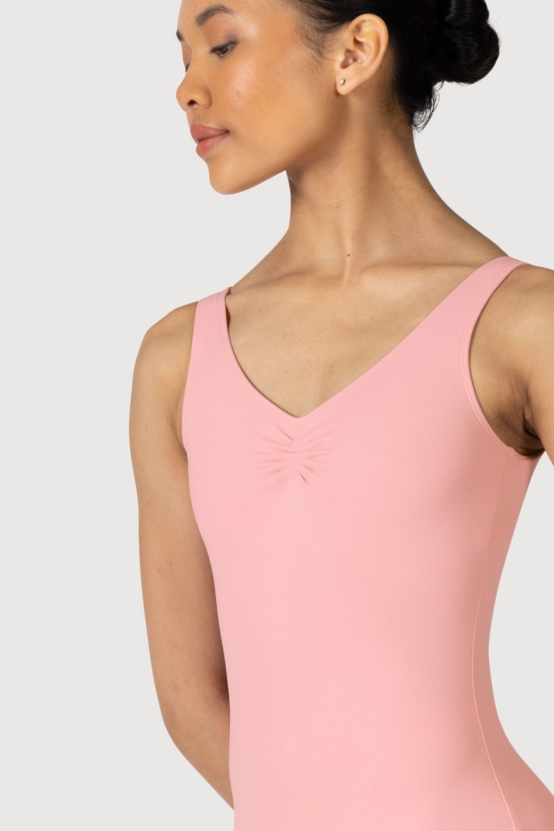 Women's Bloch Overture Odetta Sleeveless Pleat Leotards French Rose | LMYSX55798