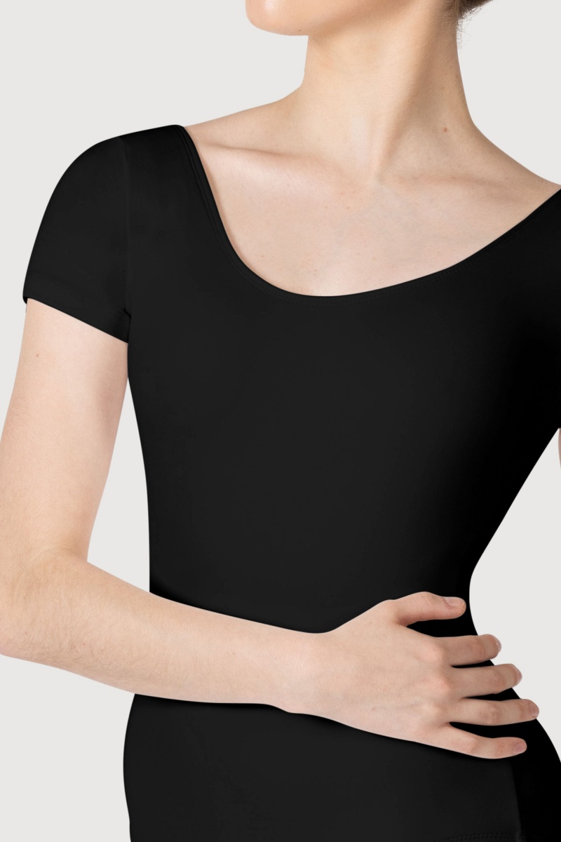 Women's Bloch Overture Olisia Short Sleeve Leotards Black | MYJKU84533