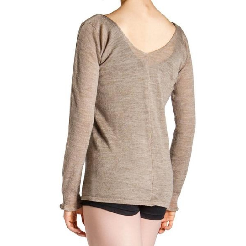 Women's Bloch Piano Merino V Tops Earth | MYCIF59864