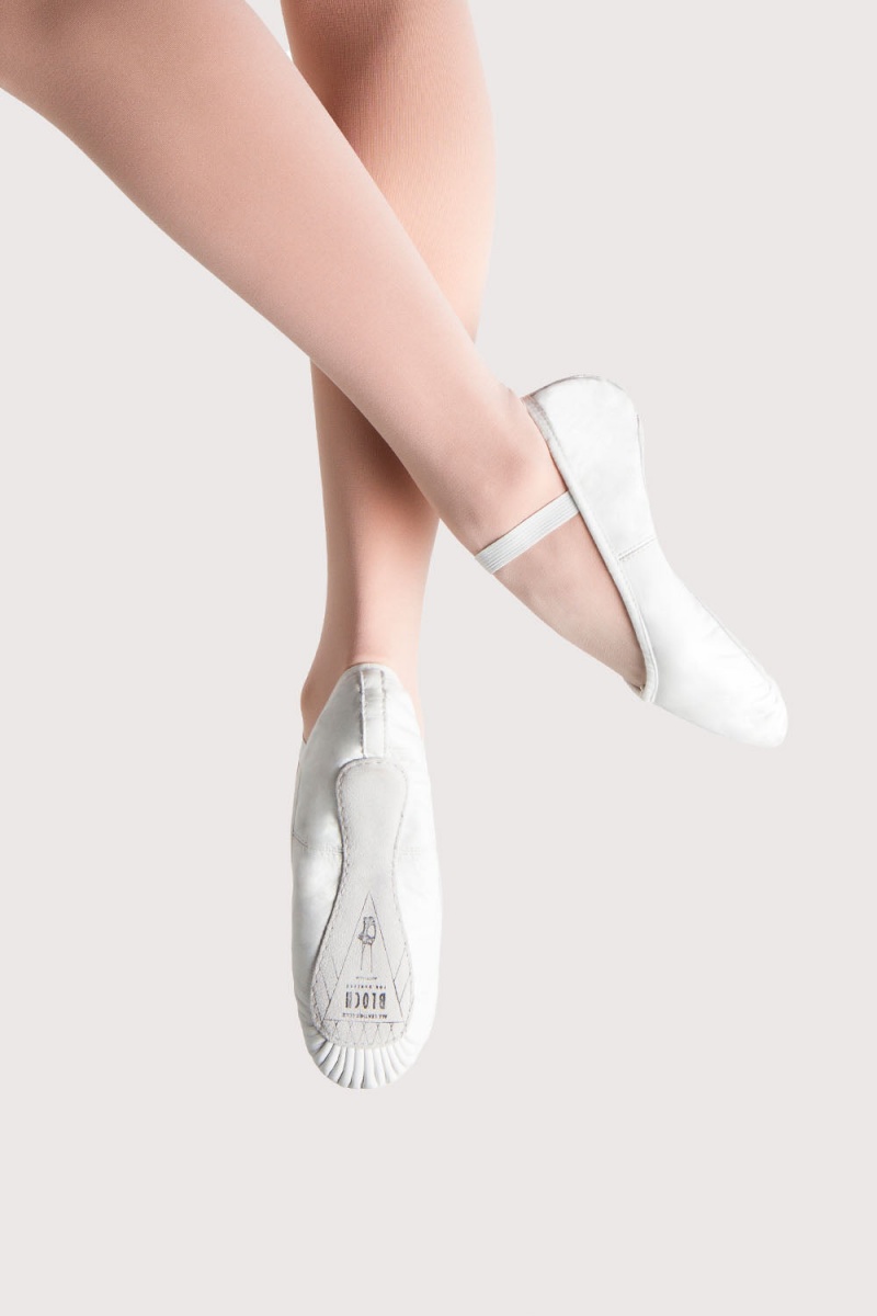 Women's Bloch Prolite Leather Ballet Flats White | GMYUC68574