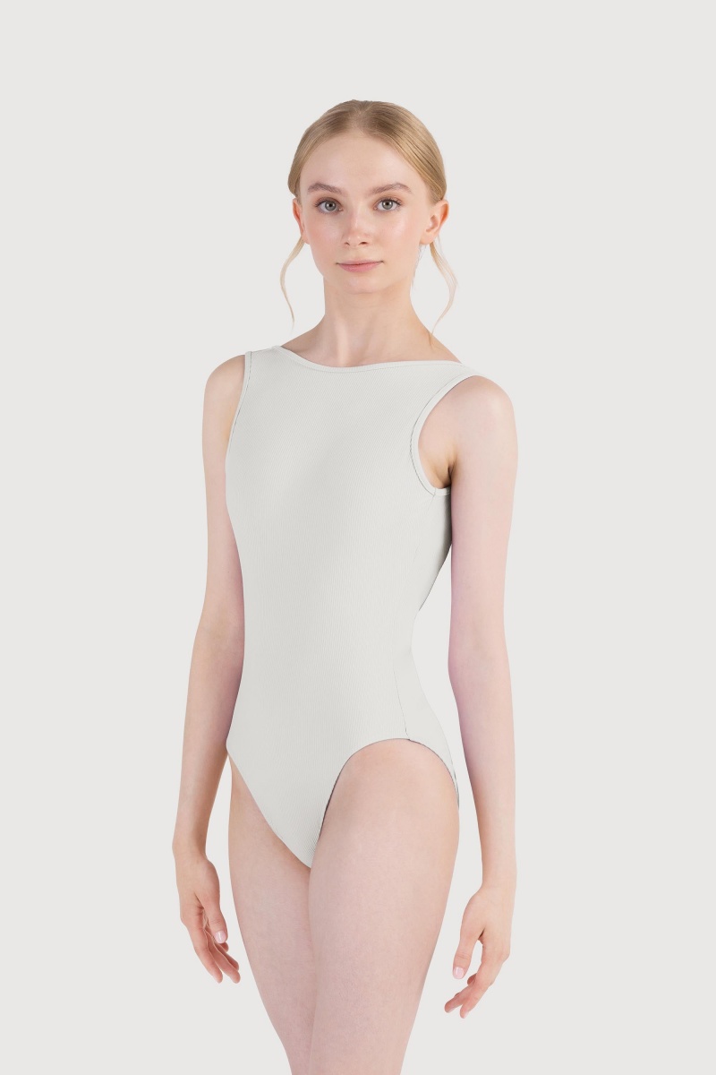 Women's Bloch Reyna Boat Neck Rib Leotards Ivory | MYCIF80794