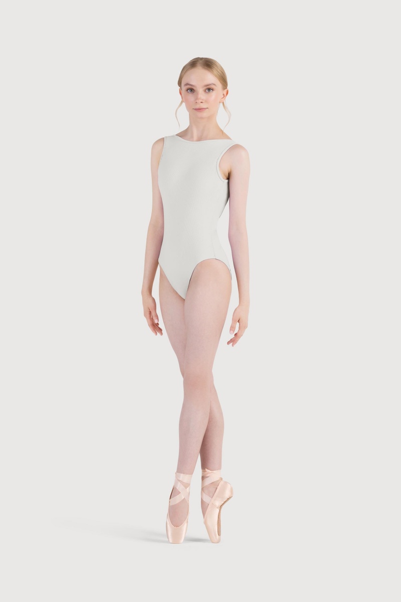 Women's Bloch Reyna Boat Neck Rib Leotards Ivory | MYCIF80794