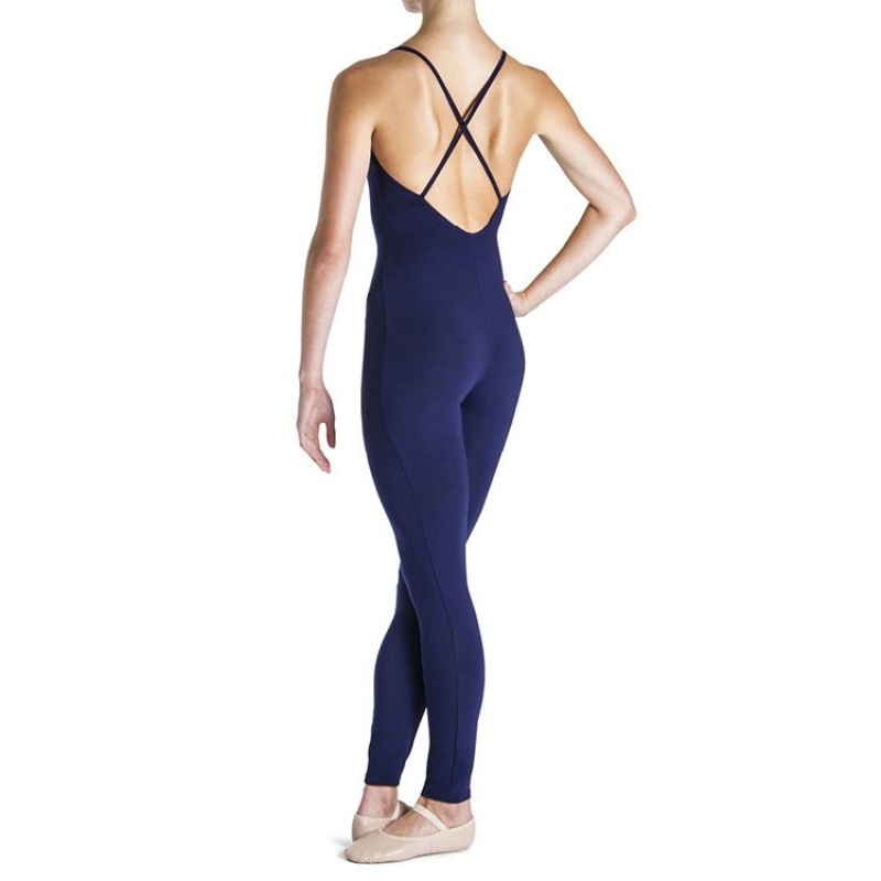 Women's Bloch Una Cross Back Unitards Navy | MYQCS77934